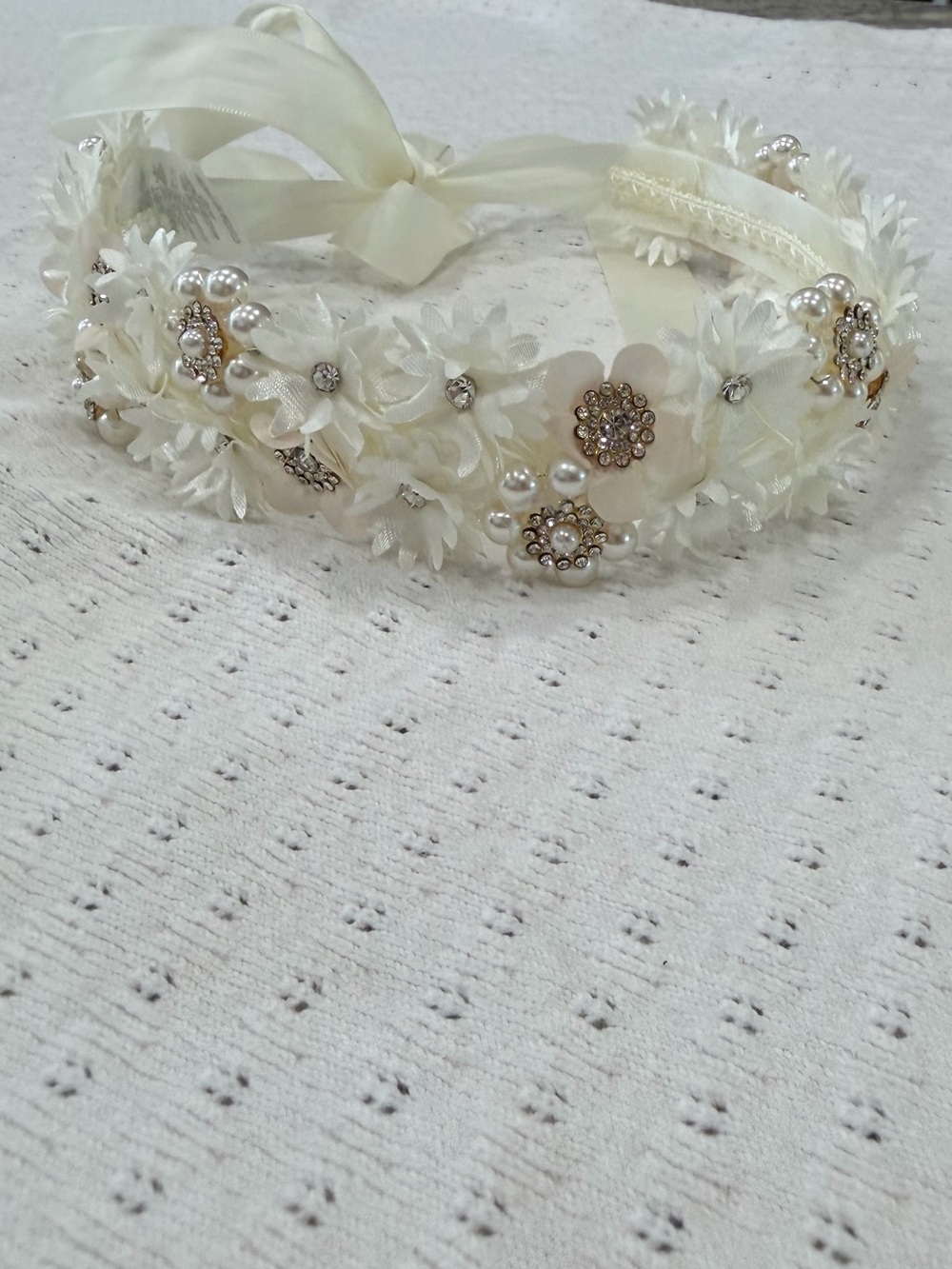 Floral Headband with Pearl & Crystal Accents